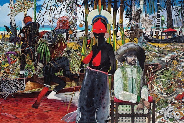 Luiz Zerbini, A Primeira Missa, 2014. Acrylique sur toile, 200 × 300 cm. Collection de l’artiste. © Luiz Zerbini. Photo © Jaime Acioli.