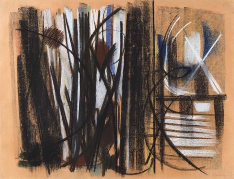 Hans Hartung, Pastel et encre sur papier 1947 44 x 57,5 cm