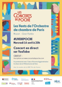 Concerts de Poche - l'Orchestre de chambre de Paris, live le mercredi 14 Avril à 20h en direct