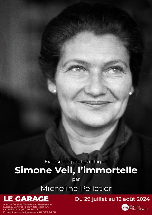 Ramatuelle, Le Garage. Simone Veil, l'immortelle, exposition de Micheline Pelletier. 29 juillet/12 août 2024