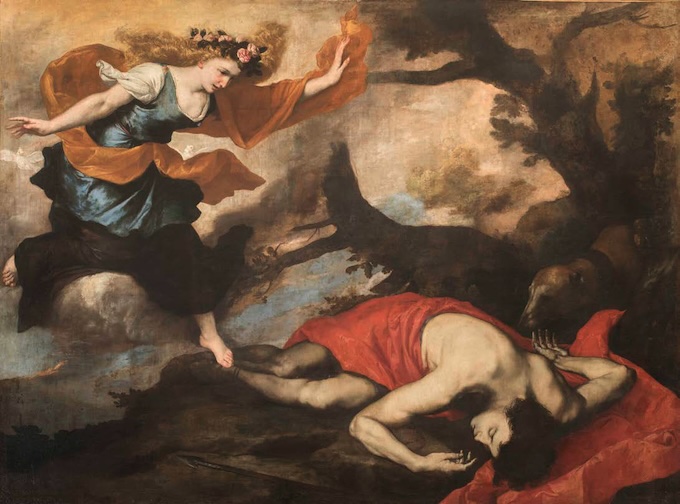 Jusepe de Ribera, Vénus et Adonis, 1637. Huile sur toile, 179×262 cm. Galerie Corsini, Gallerie Nazionali di Arte Antica, Rome. © Gallerie Nazionali di Arte Antica, Ministero della Cultura.