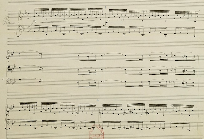 Gabriel Fauré (1845-1924), 2eme Quatuor pour piano, violon, alto et violoncelle op. 45. Détail BnF, dpt.de la Musique