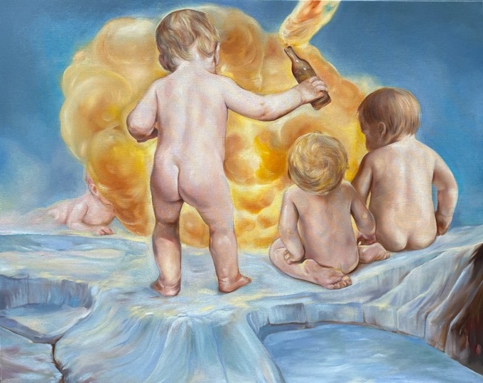 Oda Jaune, Little Big, 2025, huile sur toile, 120. x 150 cm © Oda Jaune Studio