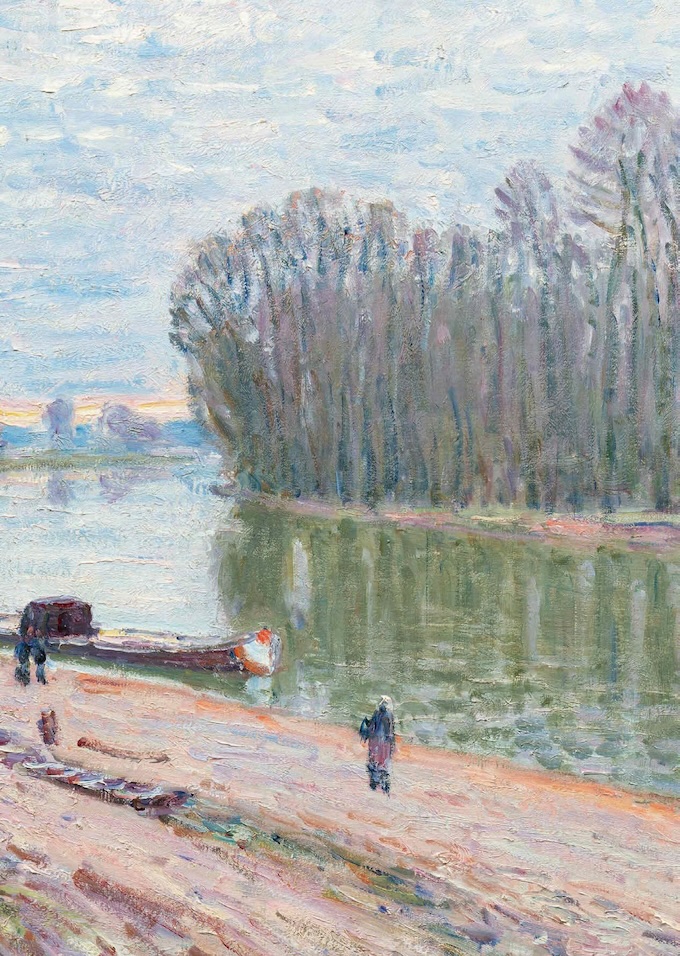 Alfred SISLEY (1839-1899), Bords du Loing, e°et du matin (détail), 1896, Huile sur toile, 60,3 x 73,1 cm © Collection Nahmad