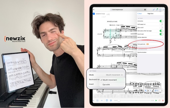 Newzik lance “turning pages with face gestures”: les partitions obéissent dorénavant à l'œil !