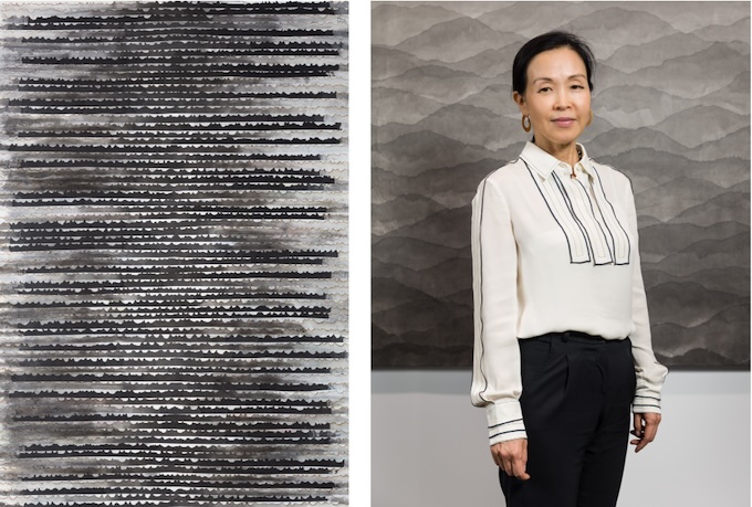 (1) Minjung Kim, Nuit de la Mer, 2023/ (2) Portrait de Minjung Kim, 2024 © Mark Blower