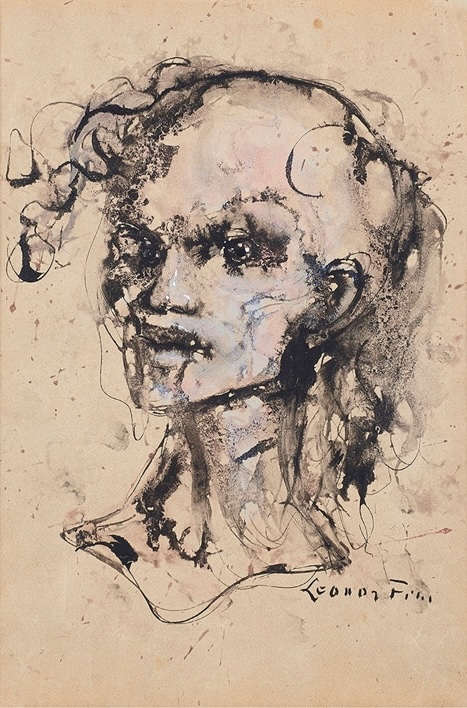 Leonor Fini, “Portrait de Jean Genet” (1948). Aquarelle sur papier, 29 x 43 cm