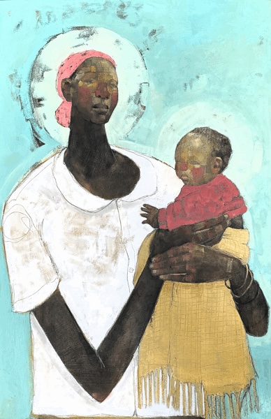 Olivia Mae Pendergast I Mother holding Babe I 2024 90cm H x 60cm W I Oil on canvas