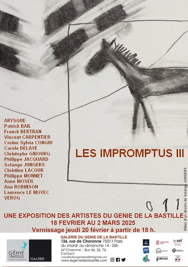 Paris, Galerie du Génie de la Bastille : « Les impromptus III ». Du 18 février au 2 mars 2025