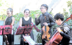 Le Quatuor Cheng au jardin du presbytère du Pouzin (Ardèche) pour le Festival Cordes en Ballade