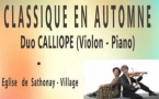 Duo Calliope, vendredi 27 septembre 2019 à 20h à l'église de Sathonay-Village